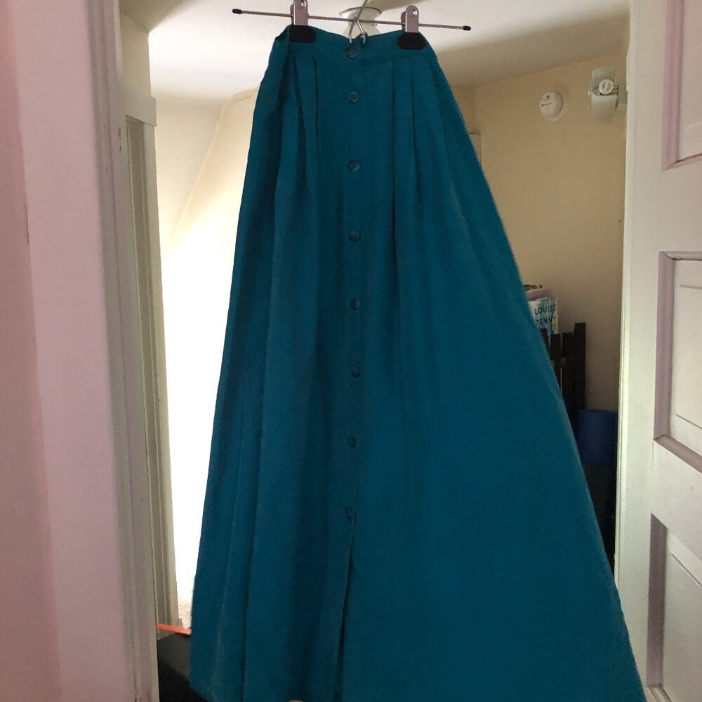 Turquoise Silk Skirt
